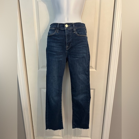 Frame Denim Denim - FRAME Le High Straight Jeans Raw Hem Size 27 Stretch Crop